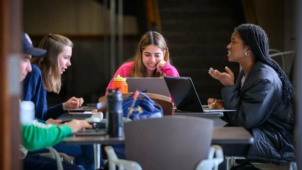 Students study in the Jordan Hall of Science