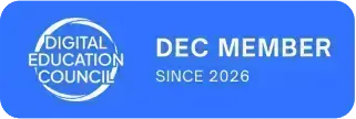 Blue badge with circular Digital Education Council logo and DEC MEMBER SINCE 2026 written in white.